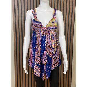 Betsey Johnson Women's M Pink Babydoll Top Y2k Handkerchief Boho Vintage